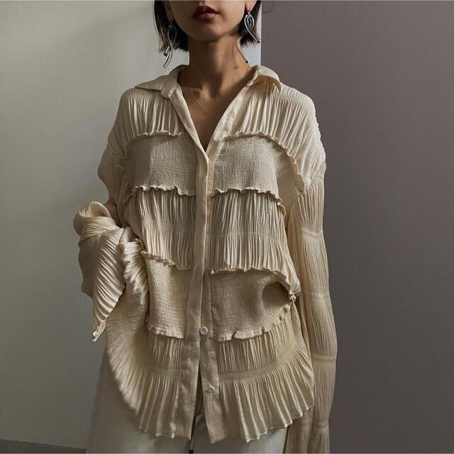 シャツ/ブラウス(長袖/七分)AMERI SHIRRING PLEATS BLOUSE