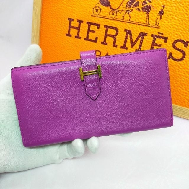 Hermes(エルメス)の美品✨エルメス ベアン ヴォーエプソン パープル ゴールド金具 財布【□K刻印】 レディースのファッション小物(財布)の商品写真