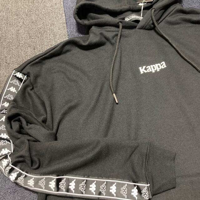 Kappa(カッパ)の新品 Kappa カッパ プルオーバー パーカー 黒 ブラック フーディー袖ロゴ メンズのトップス(パーカー)の商品写真