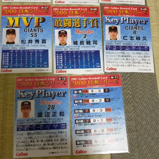 カルビー(カルビー)の2001 カルビープロ野球チップス 2000日本シリーズカード全11種類セット品 エンタメ/ホビーのタレントグッズ(スポーツ選手)の商品写真