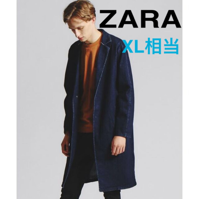 ZARA(ザラ)の専用　ザラ　マン　デニムウェア　チェスターコート　USALサイズ　インディゴ メンズのジャケット/アウター(チェスターコート)の商品写真