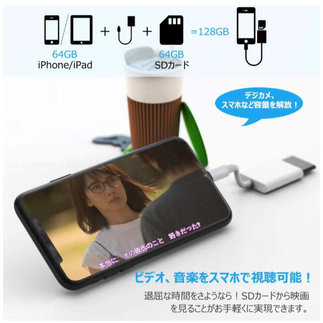  iPhone SDカードリーダー データ転送 Flashair不要 純正品同様 スマホ/家電/カメラのPC/タブレット(PC周辺機器)の商品写真