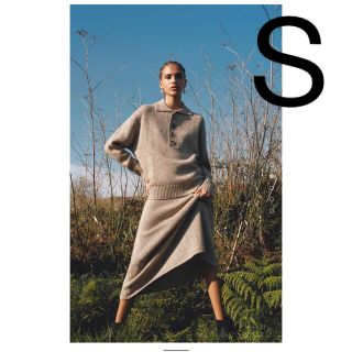 ザラ(ZARA)のZARA ミディ ニットスカート ベージュ S(ロングスカート)