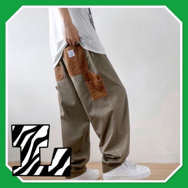 ワイドパンツ ボトムス コーデュロイ ストレートパンツ メンズ レディース  L メンズのパンツ(ペインターパンツ)の商品写真