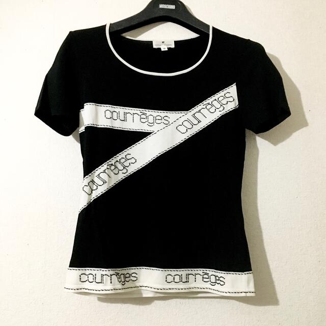Courreges(クレージュ)の【クレージュ】Courreges サマーニット ロゴ ブラック レディースのトップス(カットソー(半袖/袖なし))の商品写真