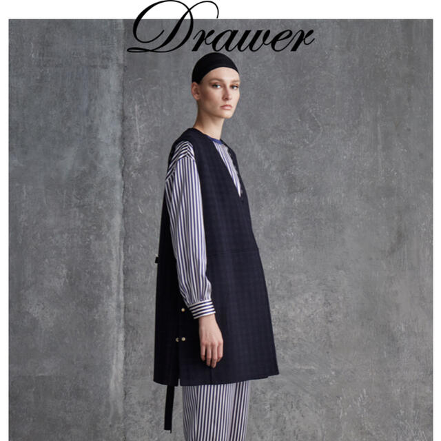 Drawer - 【最初価格】ドゥロワー ウールケヌキチェックコンビジレの