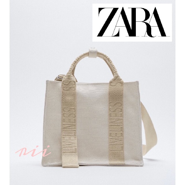 ZARA - ZARA ロゴストラップ キャンバス トートバック ミニ エコバッグ