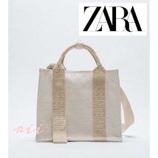 ザラ(ZARA)のZARA ロゴストラップ キャンバス トートバック ミニ エコバッグ ショルダー(トートバッグ)