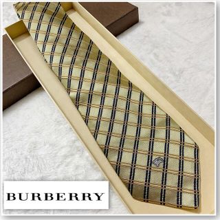 バーバリー(BURBERRY)の美品　BURBERRY チェック　ホースロゴ　ゴールド(ネクタイ)