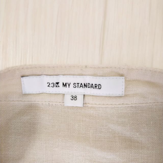 23区(ニジュウサンク)の23区 MY STANDARD シャツ ワンピース 麻 リネン 38 Ｍベージュ レディースのワンピース(ロングワンピース/マキシワンピース)の商品写真