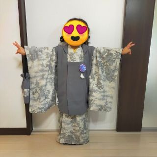 新品☆ 七五三 ３歳 着物セット 〜着物＋被布＋長襦袢＋バッグ～ 男の子用(和服/着物)