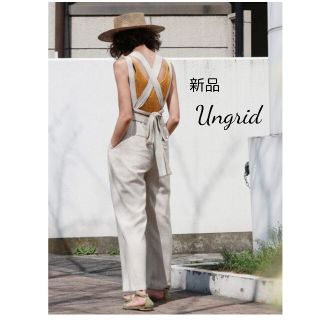 アングリッド(Ungrid)の新品 タグ付き  アングリッド  リネン混バックリボンサロペット(サロペット/オーバーオール)