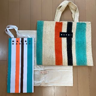 します】 Marni - MARNI MARKET カナパバッグ ブルーボーダー トート