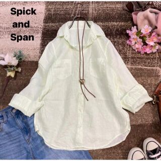 スピックアンドスパン(Spick & Span)のスピックアンドパン　リネンシャツ　黄色黄緑カラーシャツブラウス　リネン麻100%(シャツ/ブラウス(長袖/七分))