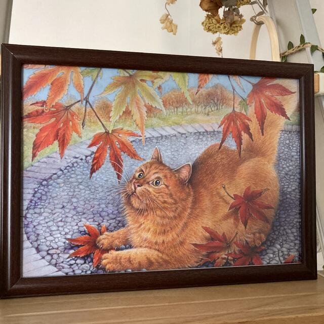 アンティーク 雑貨 アメリカ 猫 ネコ アート 絵画 切抜き複写額付き | フリマアプリ ラクマ