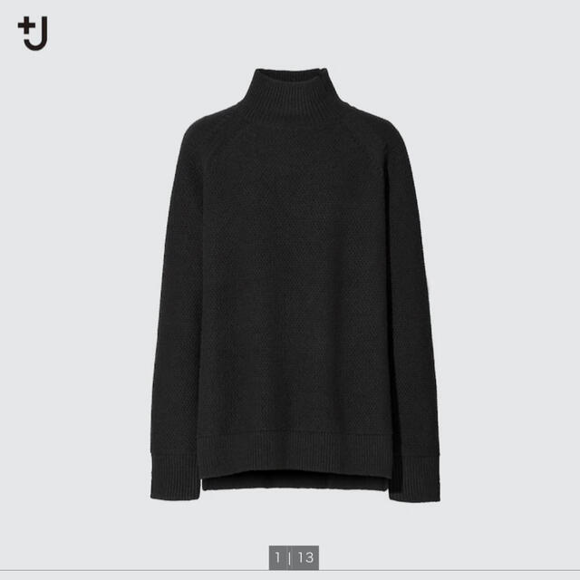 UNIQLO(ユニクロ)のUNIQLO +Jプレミアムラムケーブルハイネックセーター 黒 XL レディースのトップス(ニット/セーター)の商品写真