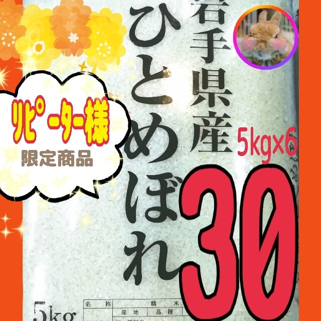 ぬーぴー様専用 お米【ひとめぼれ 30kg】R3年産/5kg×6/精米済 白米