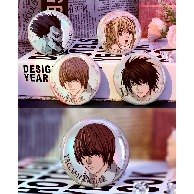 DEATH NOTE デスノート 中国限定 オーロラ缶バッジ 四種セットの DEATH NOTE デスノート 中国限定 オーロラ缶バッジ 四種セットの