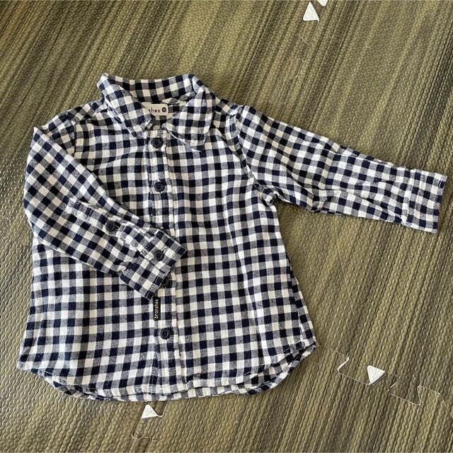 Branshes(ブランシェス)のギンガムチェックシャツ キッズ/ベビー/マタニティのキッズ服男の子用(90cm~)(Tシャツ/カットソー)の商品写真