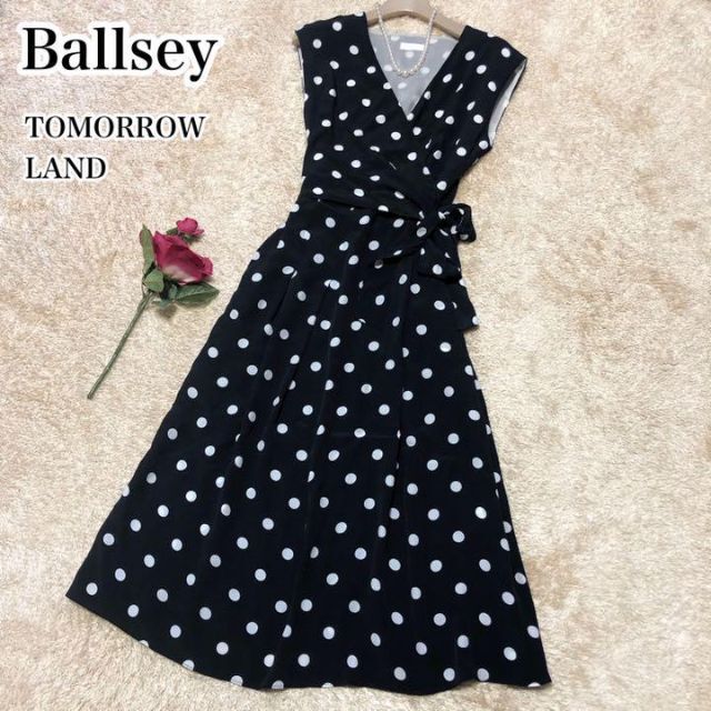 Ballsey(ボールジィ)のシルク混♡Ballsey レーヨンシルク ドットプリント ラップワンピース 36 レディースのワンピース(ロングワンピース/マキシワンピース)の商品写真