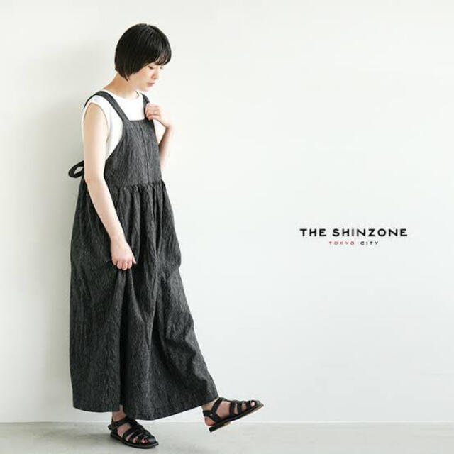The Shinzone コットンリネンストライプエプロンドレス Chou Netsu オールインワン Zetaschools Org