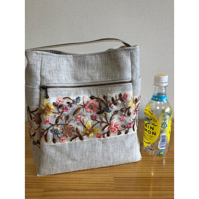 注目ブランド ワンショルダーバック リネン×刺繡リボン バッグ - rinsa.ca