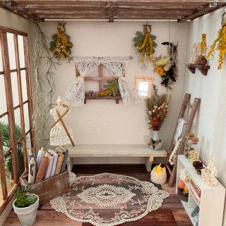 ドールハウス ミモザいっぱいのアンティークなお部屋 ドールハウス ミモザいっぱいのアンティークなお部屋
