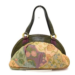 エトロ(ETRO)のエトロ 花柄 ファッション小物  ハンドバッグ レザー/キャンバス マルチカラー(ハンドバッグ)