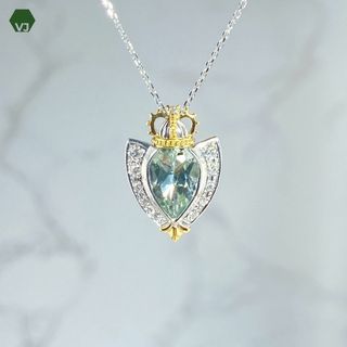 【14-7】グリーンクォーツ　ダイヤ　ネックレス　1.46ctD0.09ct  (ネックレス)