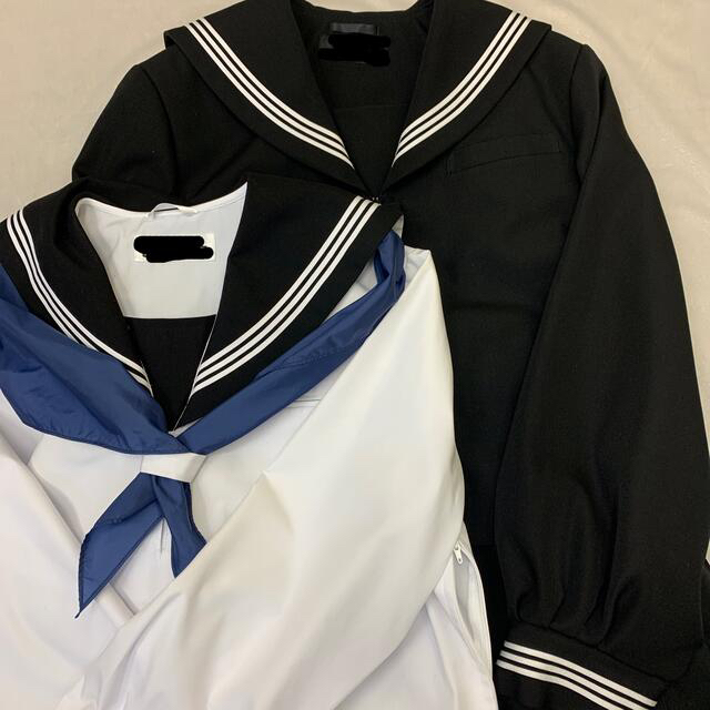 セーラー服　ブラック×ホワイトライン　特注5Lサイズ4点セット 1