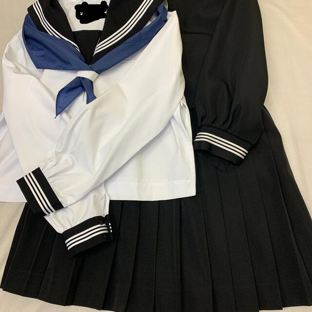 セーラー服　ブラック×ホワイトライン　特注5Lサイズ4点セット エンタメ/ホビーのコスプレ(衣装一式)の商品写真