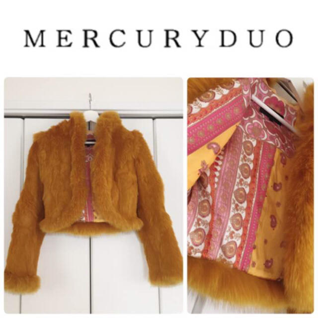 MERCURYDUO(マーキュリーデュオ)のMERCURYDUO♡ラビットファーフード付きショートコート レディースのジャケット/アウター(毛皮/ファーコート)の商品写真