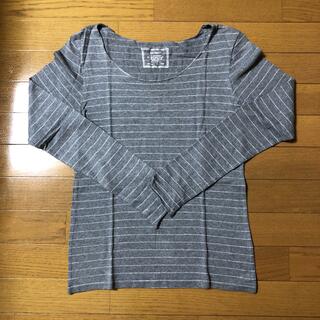 アイアイエムケー(iiMK)のグレーボーダーロングTシャツ(Tシャツ(長袖/七分))