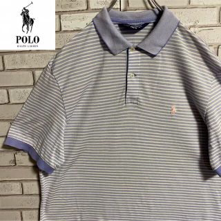 ポロラルフローレン(POLO RALPH LAUREN)の90s 古着 ポロゴルフ ラルフローレン 刺繍ロゴ ボーダー ビッグシルエット(ポロシャツ)