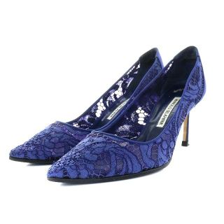 マノロブラニク(MANOLO BLAHNIK)のマノロブラニク パンプス ヒール ポインテッドトゥ 37 24.0cm 青(ハイヒール/パンプス)