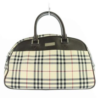 バーバリー(BURBERRY)のバーバリー ボストンバッグ ハンドバッグ ノバチェック 切替 アイボリー 茶色(ボストンバッグ)