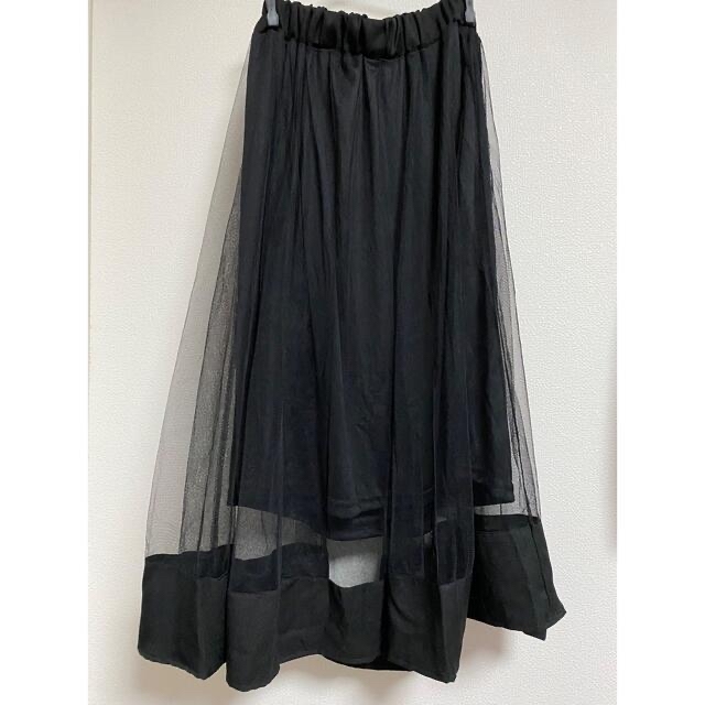 ブラックチュールスカート レディースのスカート(ひざ丈スカート)の商品写真