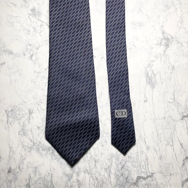 ✨極美品✨ディオールオム　ネクタイ　ネイビー　ストライプ柄　肉厚　高級シルク