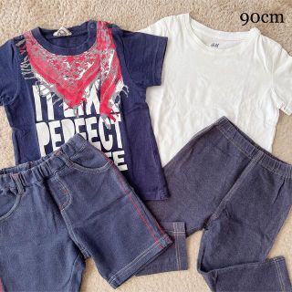 エイチアンドエム(H&M)の子ども服 コーデセット : デニム風《90cm》(Tシャツ/カットソー)