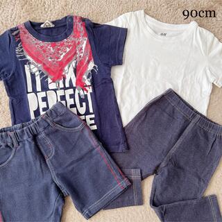 エイチアンドエム(H&M)の子ども服 コーデセット : デニム風《90cm》(Tシャツ/カットソー)