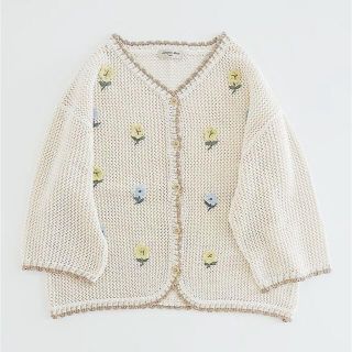 サマンサモスモス(SM2)のキナリ　かぎ針花刺繍カーディガン　(カーディガン)