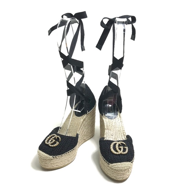 Gucci(グッチ)の未使用 グッチ GGマーモント レースアップ エスパドリーユ ウェッジサンダル レディースの靴/シューズ(サンダル)の商品写真