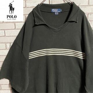 ポロラルフローレン(POLO RALPH LAUREN)の90s 古着 ポロ ラルフローレン 刺繍ロゴ ボーダー ビッグシルエット(ポロシャツ)