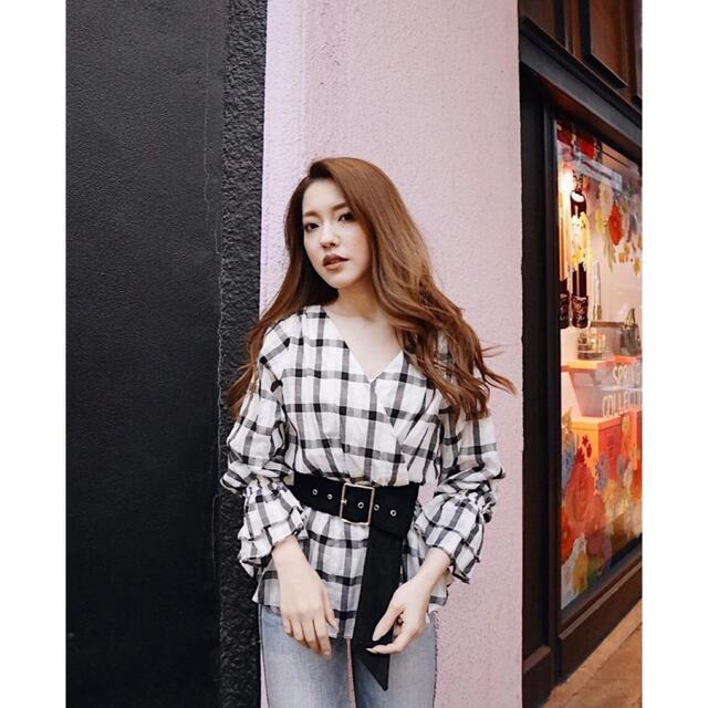 rienda シアーチェックカシュクール トップス ベルト bluke.com.br
