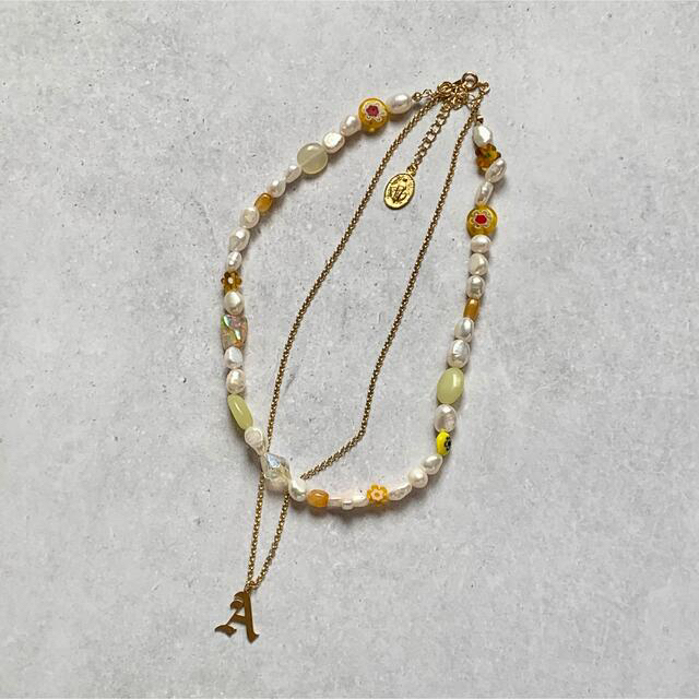 handmade pearl necklace 淡水パール ヴィンテージ ビーズ ハンドメイドのアクセサリー(ネックレス)の商品写真