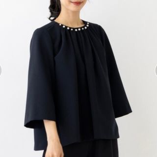 セレモニー Drawer オケージョン パールブラウス タックフレアブラウス