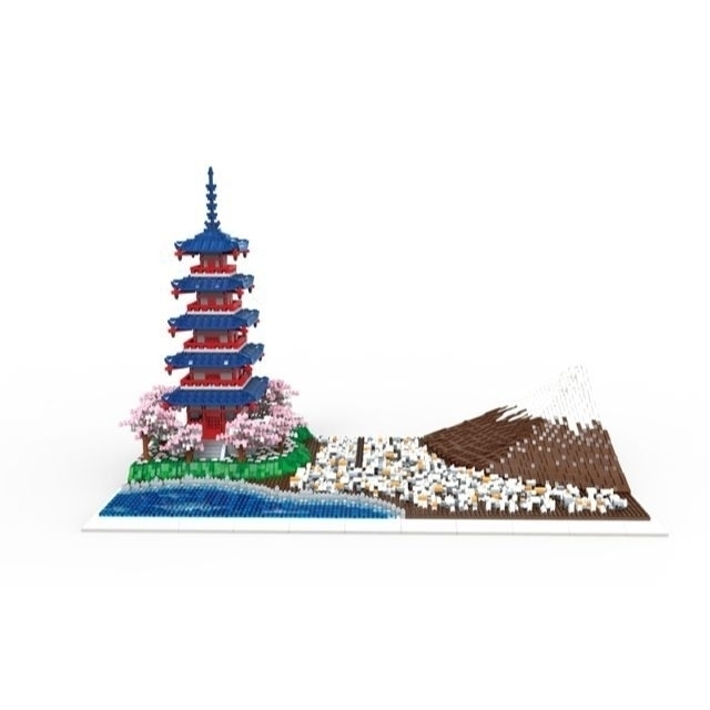 即日発送】☆富士山・五重塔・桜☆ナノブロック互換☆6500PCS☆高さ