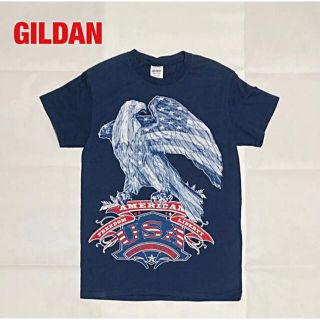 ギルタン(GILDAN)の【人気】GILDAN　ギルダン　プリントTシャツ　ワシ　星条旗　古着　USA(Tシャツ/カットソー(半袖/袖なし))