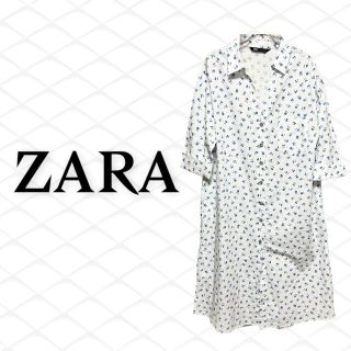 ザラ(ZARA)の405 ZARA フラワープリントシャツワンピース(ロングワンピース/マキシワンピース)