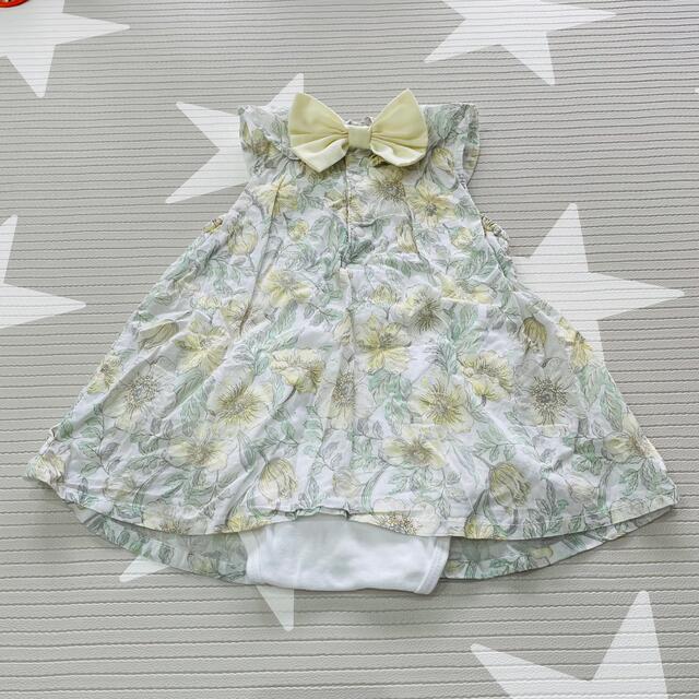 petit main(プティマイン)のpetit main 花柄ワンピース風ロンパース  キッズ/ベビー/マタニティのベビー服(~85cm)(ロンパース)の商品写真